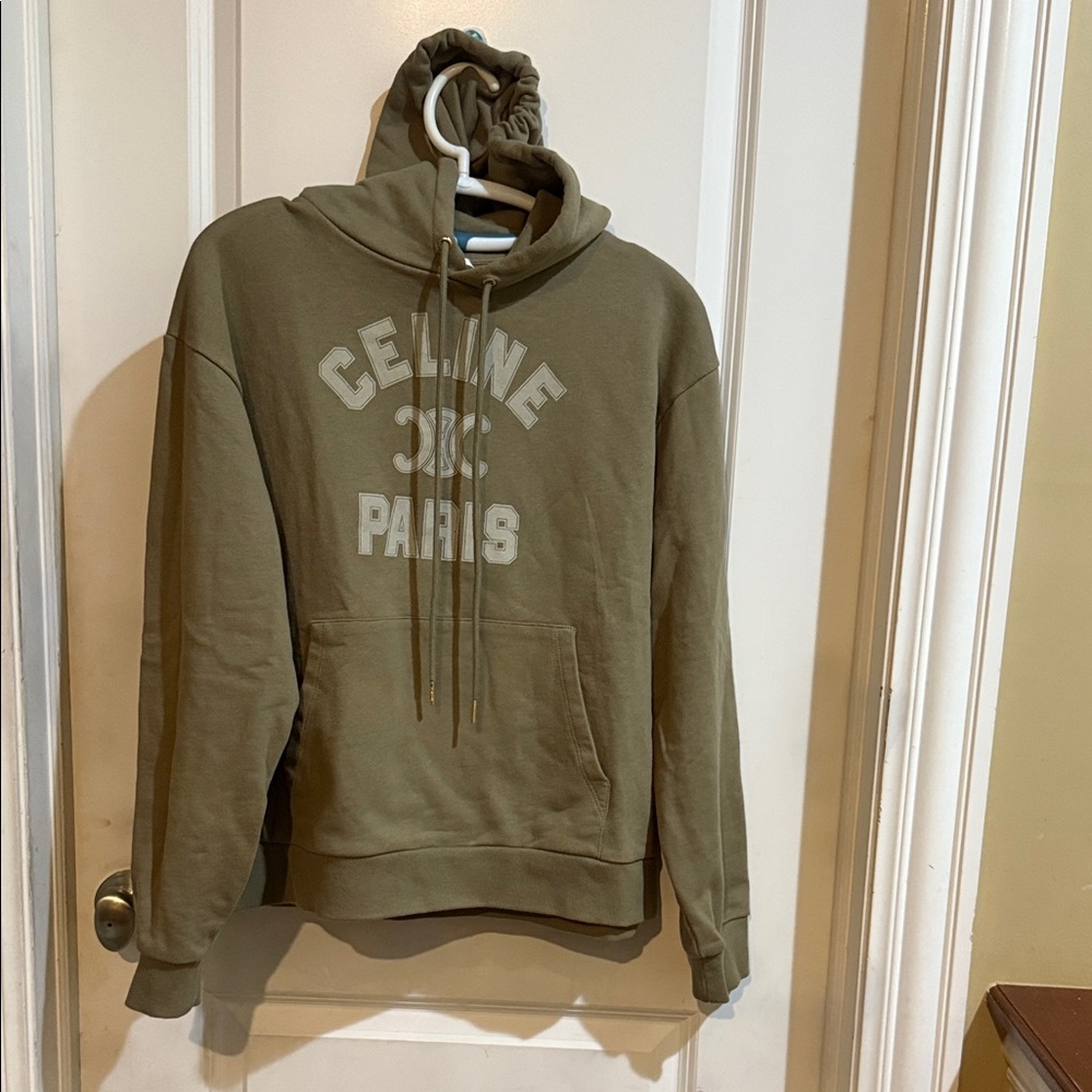 Celine Olive Green Hoodie with Logo